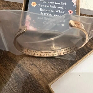 Rose Gold Aunt “Straighten Your Crown” Cuff Inspirational Bracelet